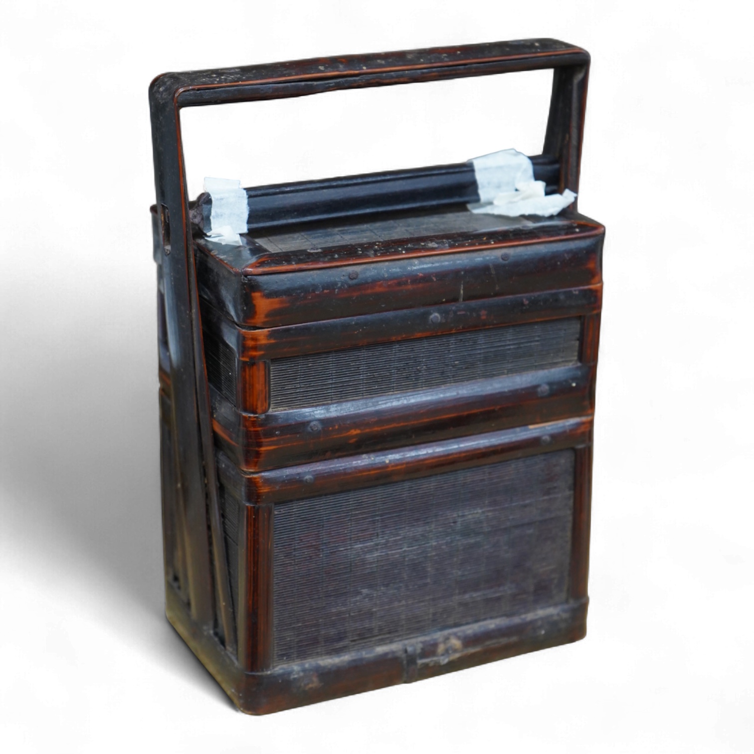 An 18th / 19th century Chinese bamboo picnic box, 23cm high